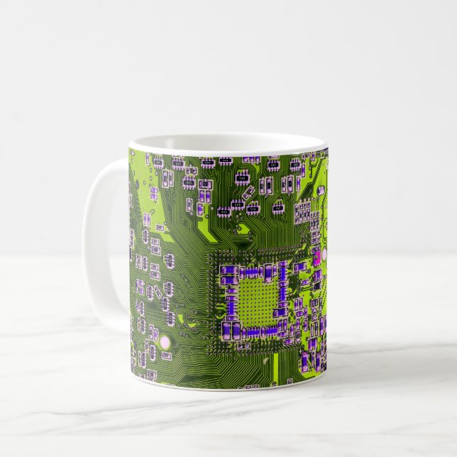 Printed Circuit Assembly PCB Yellow Circuit Board Coffee Mug (Front Left)