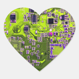 Printed Circuit Assembly PCB Yellow Circuit Board Heart Sticker