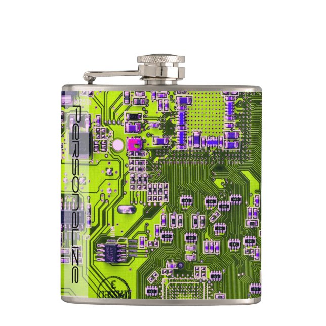 Printed Circuit Assembly PCB Yellow Circuit Board Hip Flask (Front)