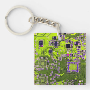 Printed Circuit Assembly PCB Yellow Circuit Board Keychain