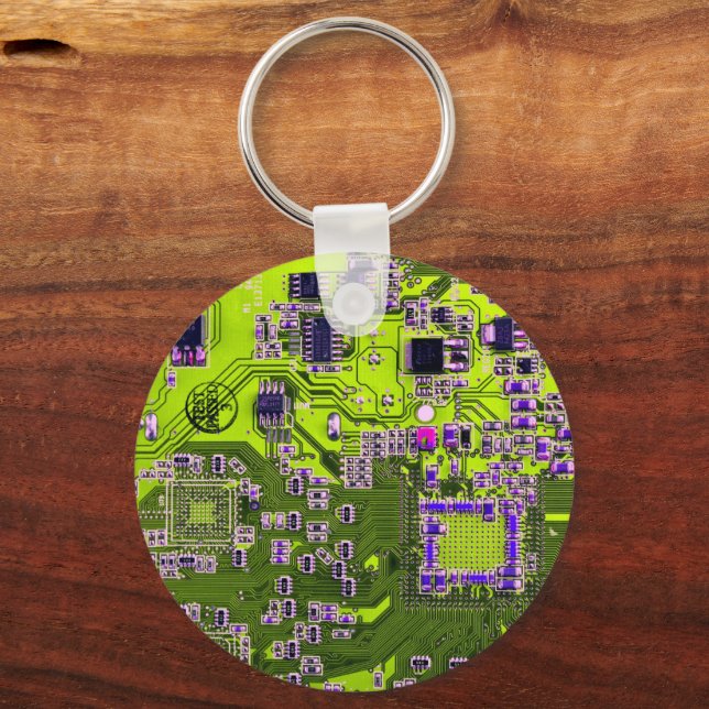 Printed Circuit Assembly PCB Yellow Circuit Board Keychain (Front)