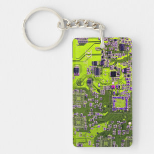 Printed Circuit Assembly PCB Yellow Circuit Board Keychain