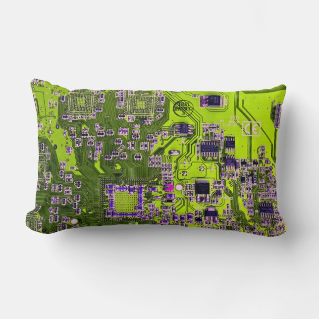 Printed Circuit Assembly PCB Yellow Circuit Board Lumbar Pillow (Front)