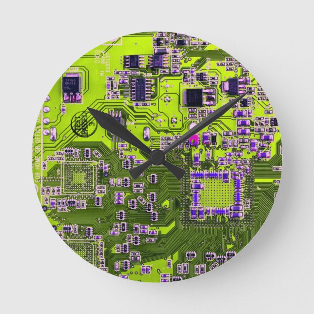 Printed Circuit Assembly PCB Yellow Circuit Board Round Clock (Front)