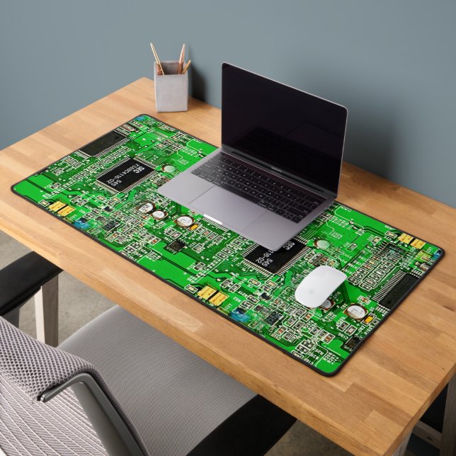 Printed Circuit Board Green PCB Add Your Name Geek Desk Mat (Office 2)