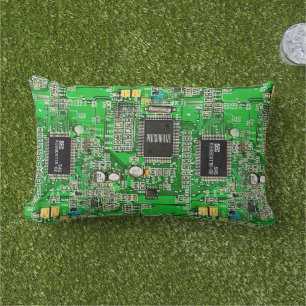 Printed Circuit Board Green PCB Add Your Name Geek Lumbar Pillow