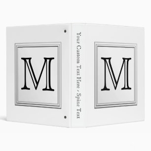 Printed Custom Monogram. Black and White. Binder