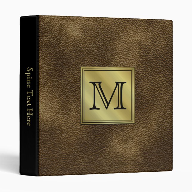 Printed Custom Monogram Image. Brown. Binder (Front/Spine)