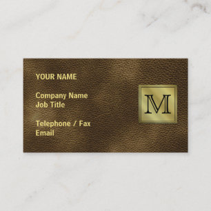 Printed Custom Monogram Image. Brown. Business Card