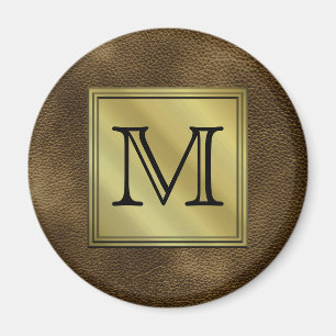 Printed Custom Monogram Image. Brown. Magnet