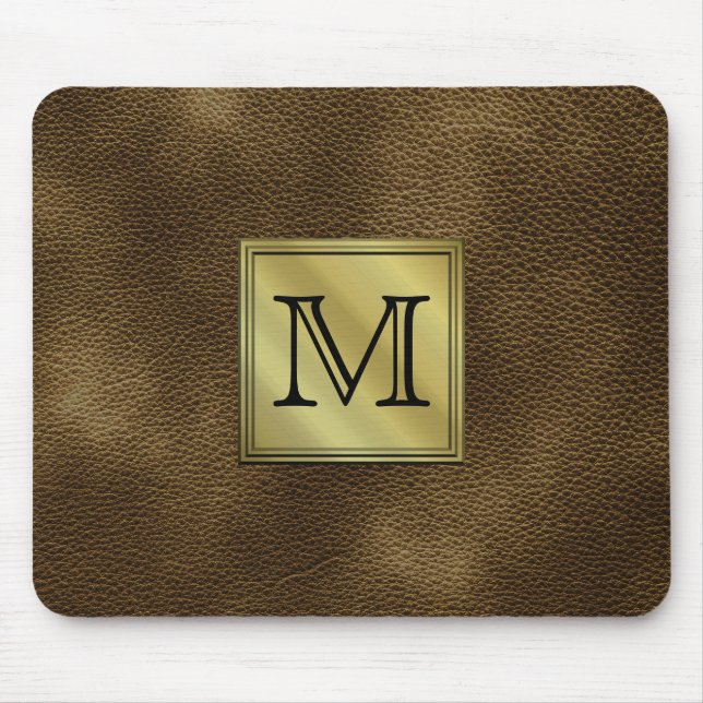 Printed Custom Monogram Image. Brown. Mouse Pad (Front)