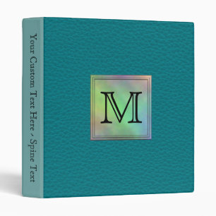 Printed Custom Monogram Image on Teal Pattern. Binder
