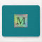 Printed Custom Monogram Image on Teal Pattern.