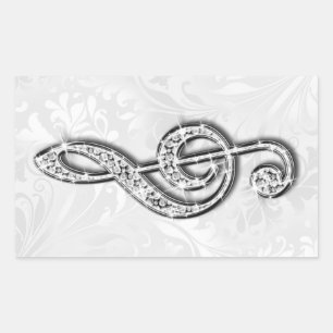 Printed Diamond Music Note Floral Damask Sticker
