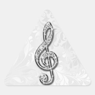 Printed Diamond Music Note Floral Damask Triangle Sticker