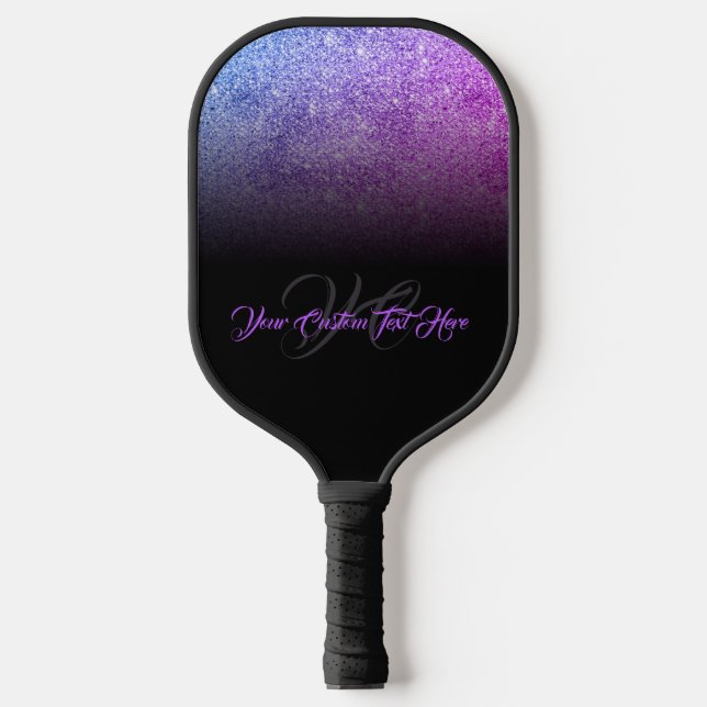 printed effect Luminous purple green monogram Pickleball Paddle (Front)