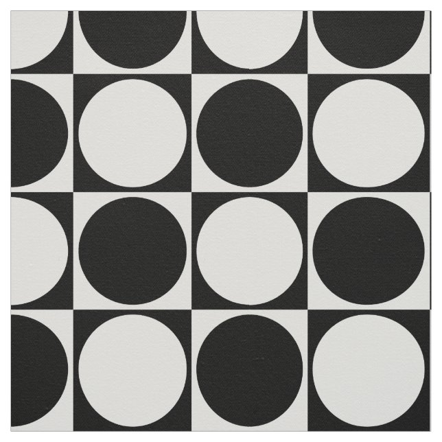 Printed Fabric, Black&White, Squares&Circles Fabric (Swatch)
