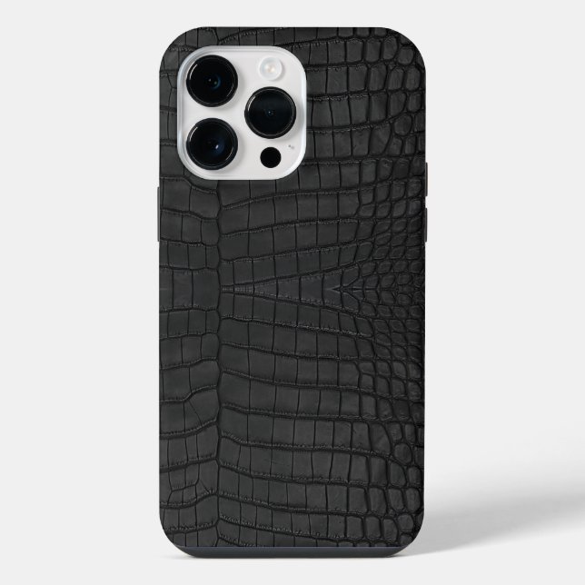  Printed Faux Black Crocodile Texture iPhone Case (Back)