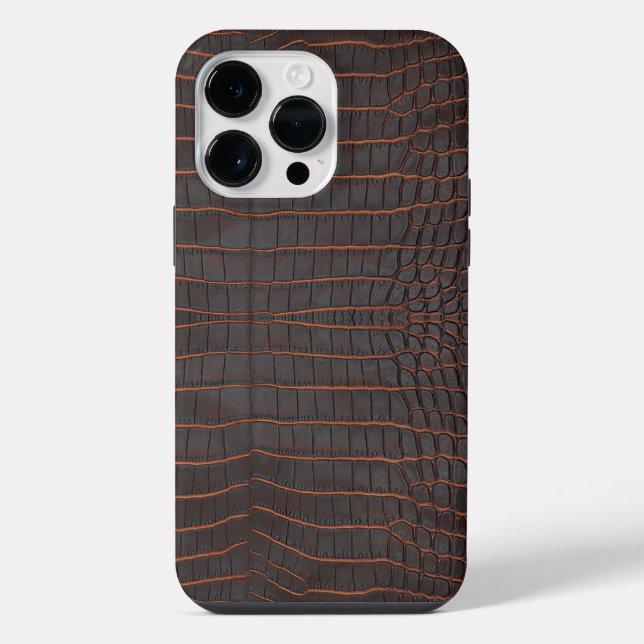 Printed Faux Chestnut Crocodile Texture iPhone Case (Back)
