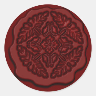 Printed Faux Wax Seal, Red Classic Round Sticker
