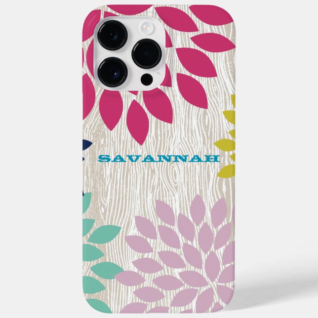 Printed Faux Wood Pattern Chrysanthemum Floral Case-Mate iPhone Case (Back)