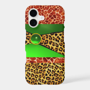 PRINTED GIRAFFE LEOPARD SKIN GREEN EMERALD GEM
