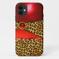 PRINTED GIRAFFE LEOPARD SKIN RED RUBY GEMSTONE