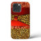 PRINTED GIRAFFE LEOPARD SKIN RED RUBY GEMSTONE