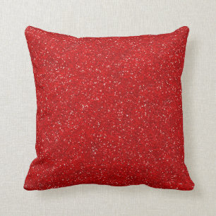 Printed Glitter Jewelled Red Sparkle Stylish Faux Throw Pillow