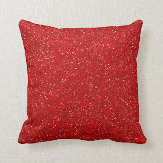 Printed Glitter Jewelled Red Sparkle Stylish Faux Throw Pillow