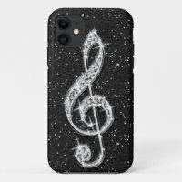 Printed Glitzy Sparkly Diamond Music Note