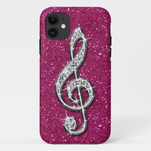 Printed Glitzy Sparkly Diamond Music Note iPhone 11 Case