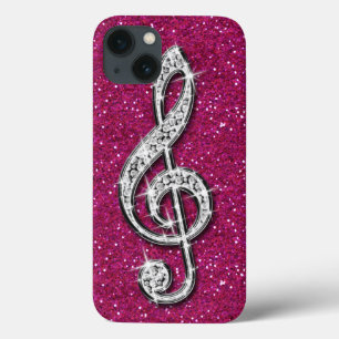 Printed Glitzy Sparkly Diamond Music Note iPhone 13 Case
