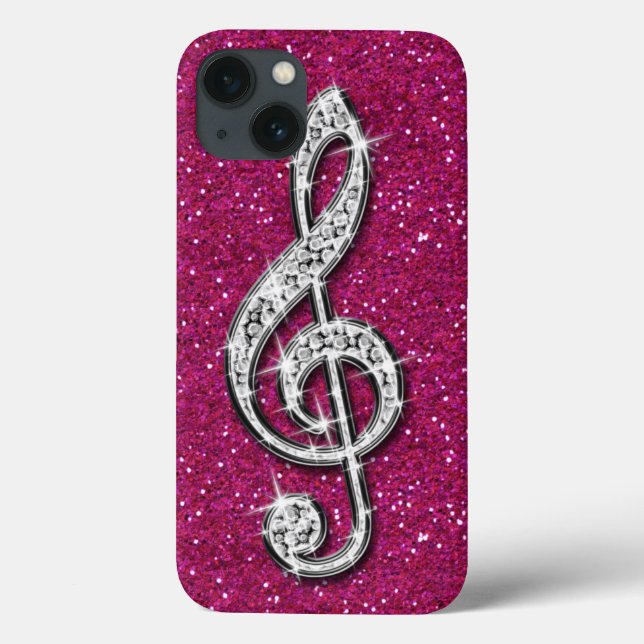 Printed Glitzy Sparkly Diamond Music Note Case-Mate iPhone Case (Back)