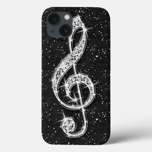 Printed Glitzy Sparkly Diamond Music Note Case-Mate iPhone Case (Back)