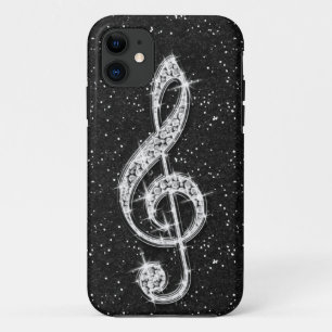 Printed Glitzy Sparkly Diamond Music Note iPhone 11 Case