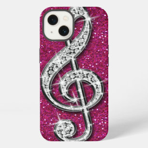 Printed Glitzy Sparkly Diamond Music Note iPhone 13 Case