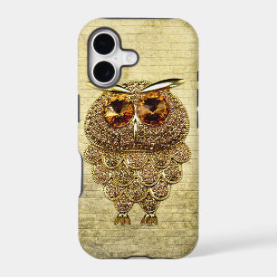 Printed Gold & Amber Owl Jewel