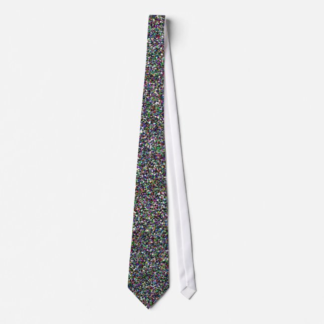 Printed Graphic Art Glitter Sparkle Bling Jewel Tie (Front)
