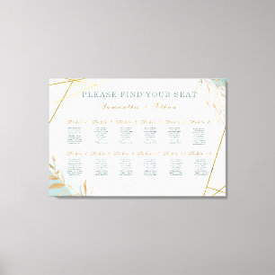 Printed Green Gold Seating Chart Foam Board Canvas