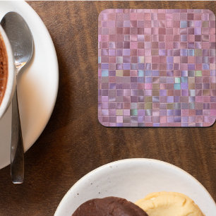 Printed Hologram Pink Mosaic  Stone Coaster