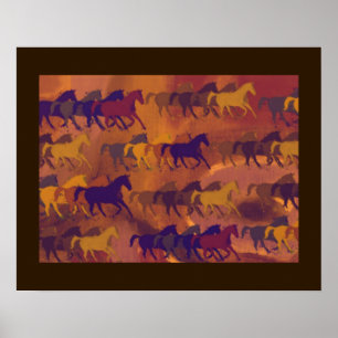 printed horses running poster