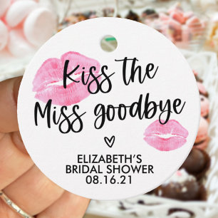 Printed Kiss the Miss Goodbye Bridal Shower   Favour Tags