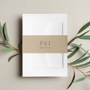 Printed Kraft Monogram Invitation Belly Band