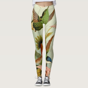 PRINTED Leggings VINTAGE ART OF HAPPY BIRDS
