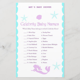 Printed Mermaid Baby Shower Game