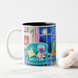 Printed Mug with Original Hand-Drawn cat art