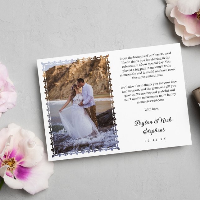 Printed Ornate Frame Wedding Photo Thank You Card (Creator Uploaded)