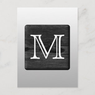 Printed Pattern and Custom Letter. Black and White Postcard