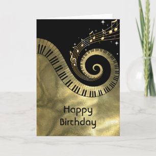 Printed  Piano Keys and Gold Music Notes